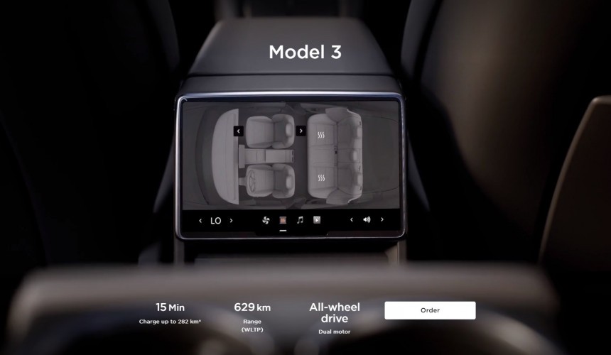 Tesla Model 3 refresh\: rear touchscreen