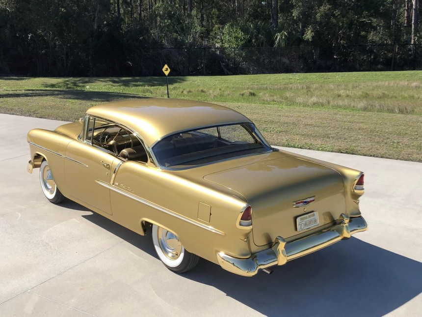 Replica of the 1955 gold\-plated Chevrolet Bel Air Sports Coupe