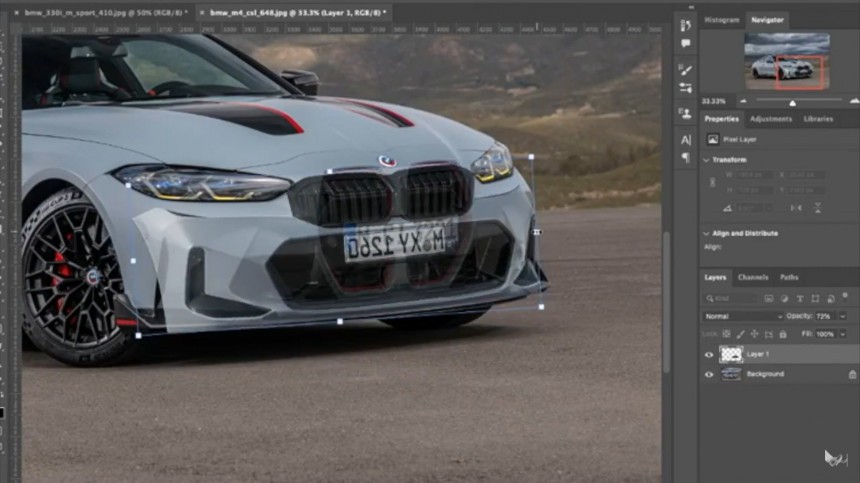 2023 BMW M4 CSL to 3\-Series LCI face swap rendering by Theottle