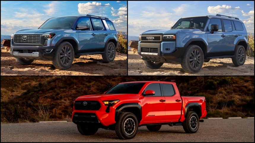 Toyota 4Runner rendering, Land Cruiser 250, and Tacoma