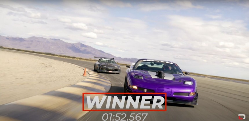 600\-HP 240SX Races Menacing Corvette at Chuckwalla, Doesn't Have What It Takes to Keep Up