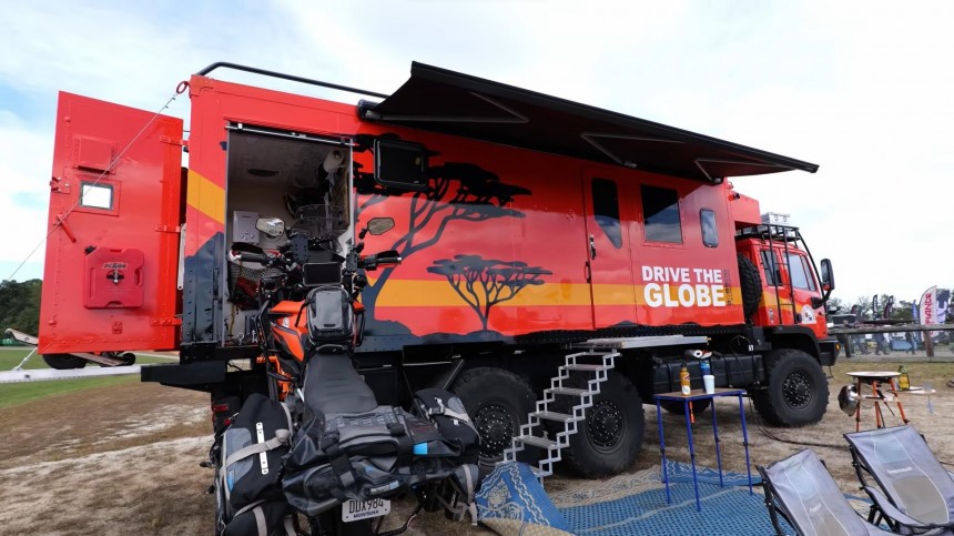 6x6 Camper Is a Deluxe Off\-Grid Home With Insane Off\-Road Abilities and a Motorbike Garage