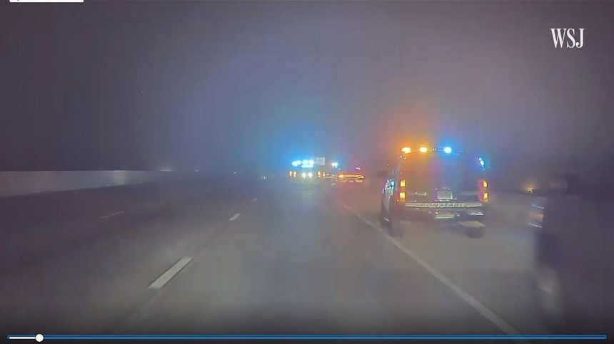 These screenshots from the WSJ video show why Tesla Vision cannot handle emergency vehicles