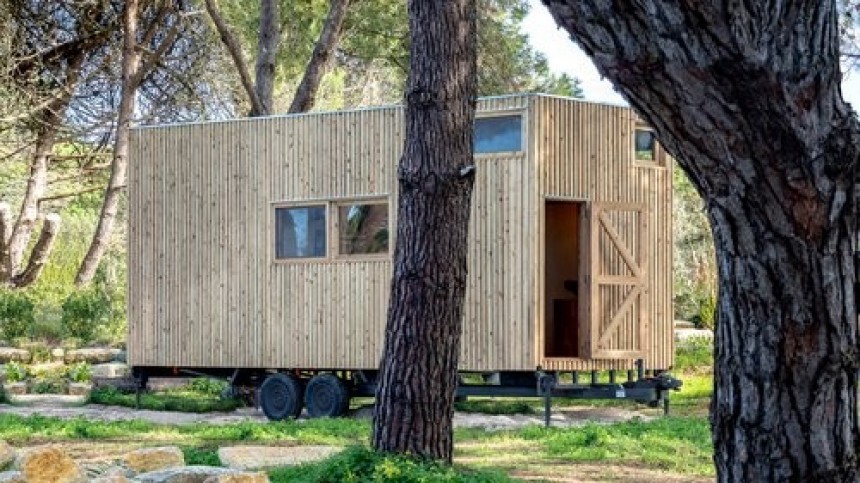 Adraga tiny house is a minimalist, cozy and self\-sufficient home for two