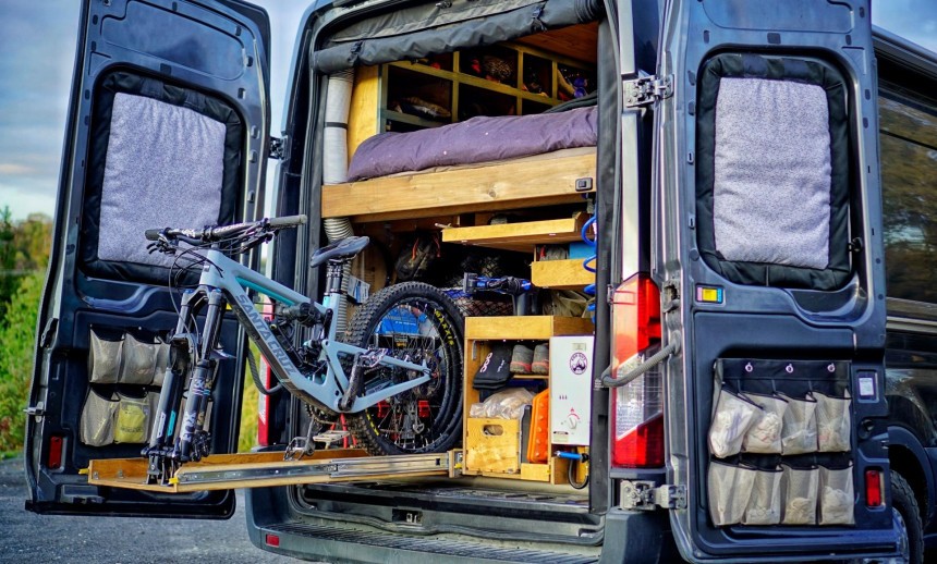 Couple turns Transit van into a cozy home on wheels