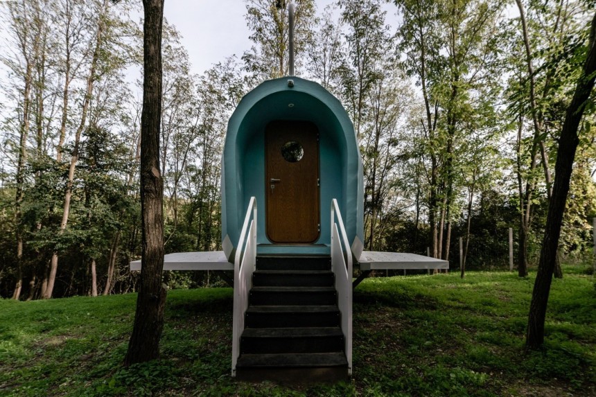 The Jet House is a charming airplane\-shaped cabin in the woods