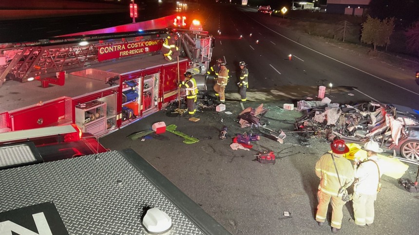 A Tesla Model S hit the rear of a fire truck in another crash against emergency vehicles, but was it on Autopilot\?