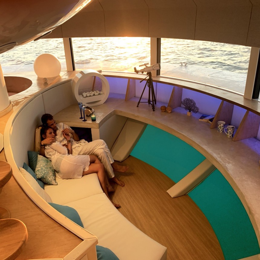 The Anthénea floating pod represents a sustainable, downsized but still luxurious lifestyle