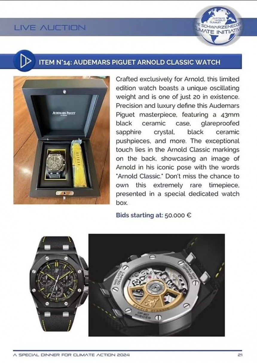 Arnold Schwarzengger's customs incident over ultra\-rare Audemars Piguet watch drives up its price