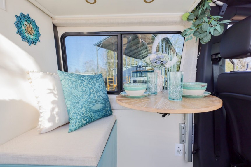 Athena custom van conversion with a fresh beach\-house vibe