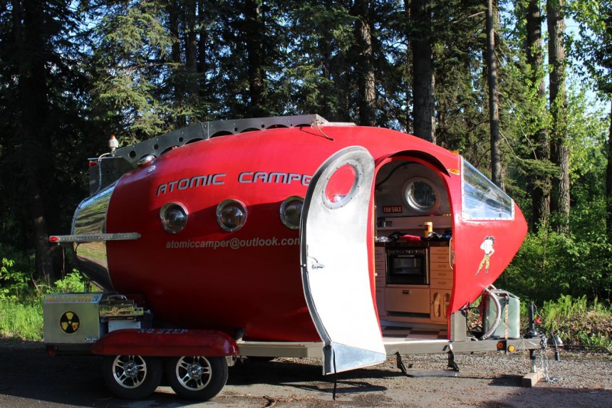 The Atomic Camper is a space\-age\-themed, homebuilt camper trailer that still roams Alaska every summer