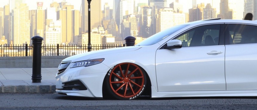 Stanced Acura on aftermarket wheels and tires