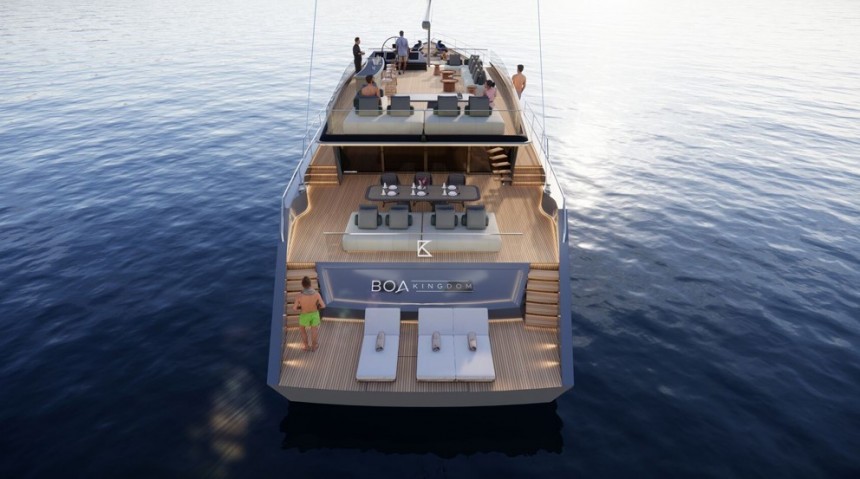 Boa Kingdom is an all\-wood sail\-assisted yacht designed for a very discerning owner