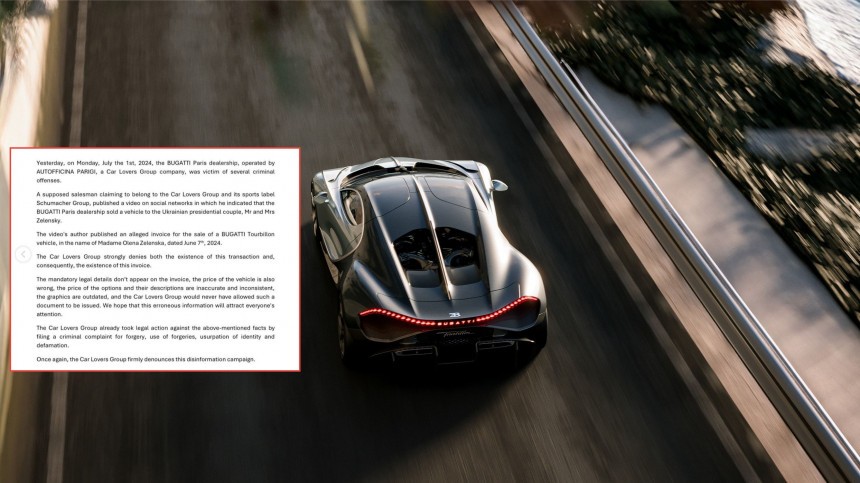 Bugatti Paris press release and Bugatti Tourbillon