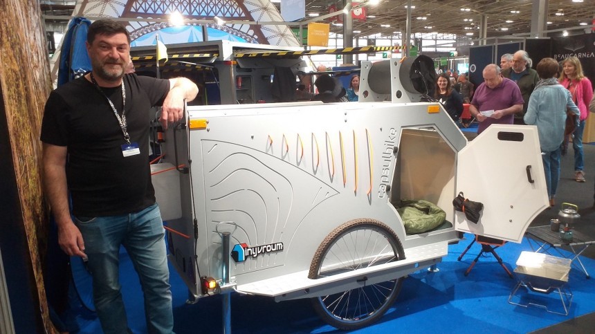 The CapsulBike is a complete travel trailer you can tow with your e\-bike