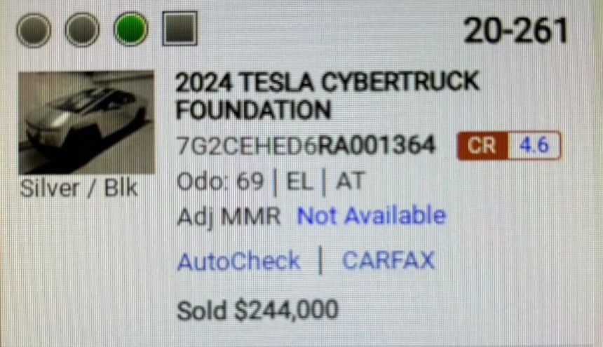 A Tesla Cybertruck has just sold for \$244,000