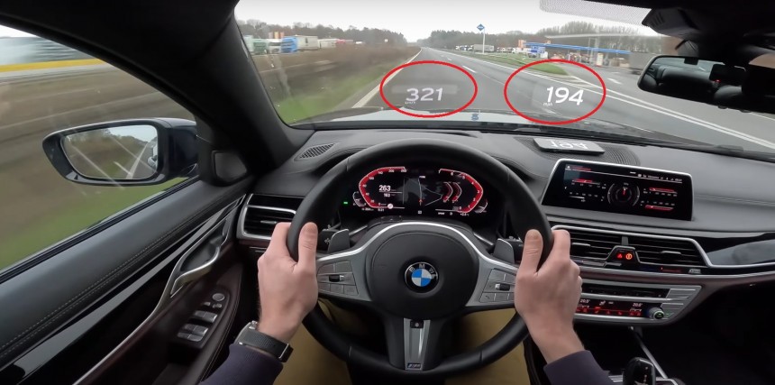 Cruising 194 mph German highways BMW 750i