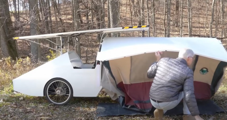 DIY trike camper has unlimited range thanks to roof\-mounted solar panels