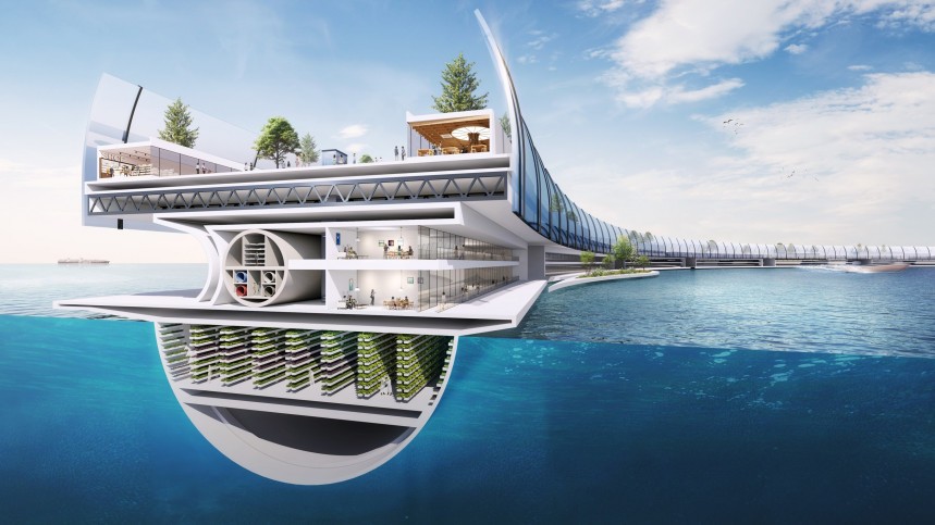Dogen City is a floating city for 40,000 residents, with a focus on health and self\-sufficiency