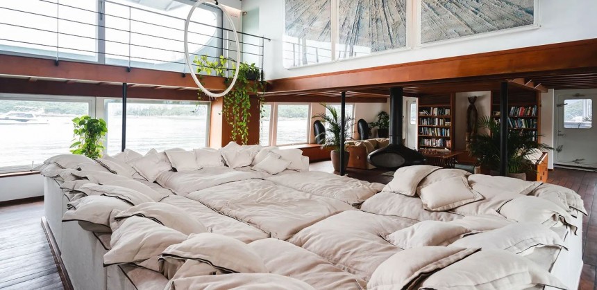 Dot is an old ferry converted into a luxurious, gorgeous floating vacation home