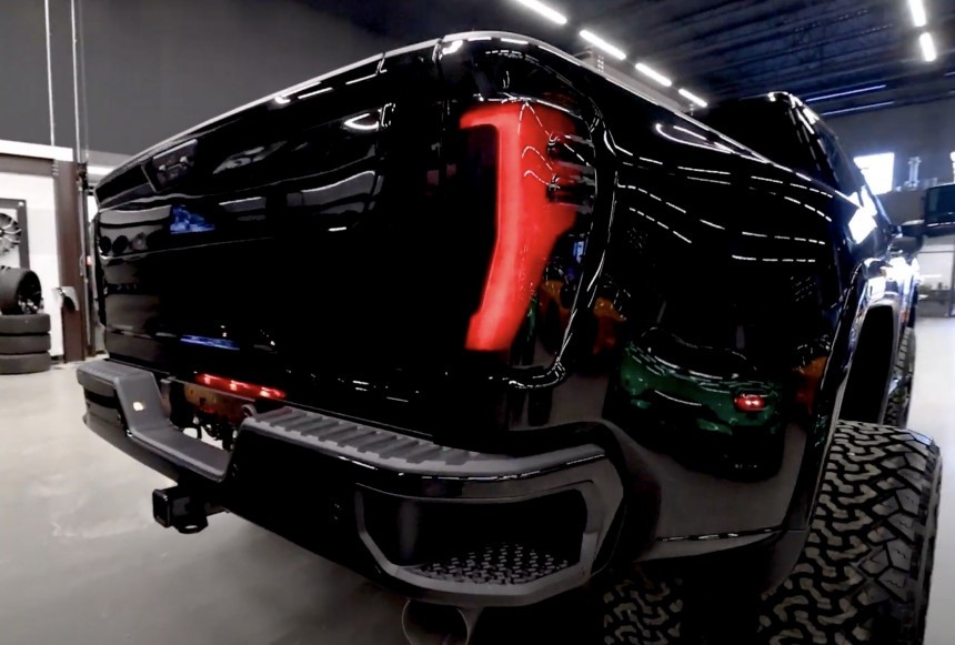Lifted and blacked\-out GMC Sierra 3500 Heavy Duty Dually