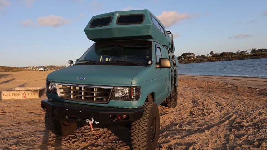 Exquisite Off\-Road Camper Van Features an Exotic Wood Interior and a Panoramic Loft Bed