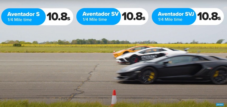 Five V12\-Lambos Line Up for a 10\-Second Race, Hold Your Bets