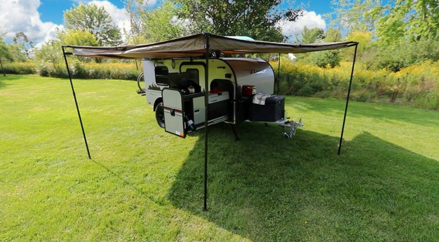 Flyer Chase Adventure Trailer With Batwing Awning and Exterior Kitchen