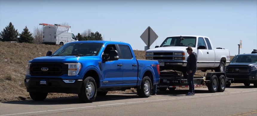 Toyota Tundra vs Ford F\-150 vs Ram TRX Towing Competition