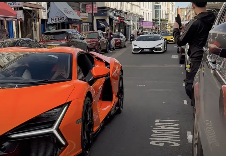 Four Lamborghini Revueltos go for a drive in London
