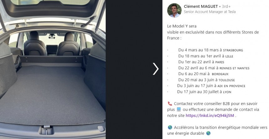 Two\-seat Tesla Model Y commercial vehicle for the French market
