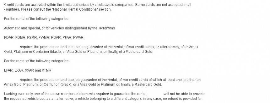 You must read rental car terms and conditions with care