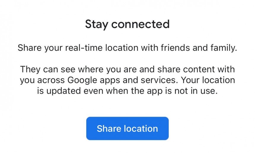 Google Maps location sharing