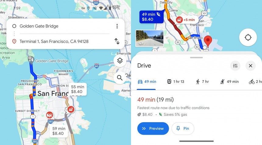 La nueva interfaz de usuario de Google Maps para Android