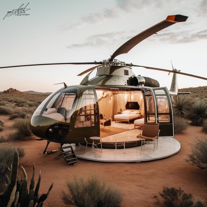 Helicopter Glamping turns decommissioned helicopters into the fanciest glamping units