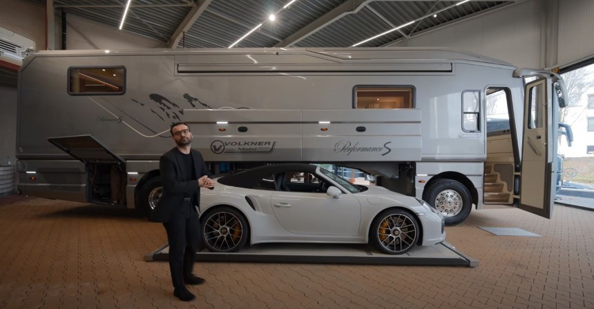 The Performance S from Volkner Mobil is a \$1\.8 million motorhome that packs its own supercar garage