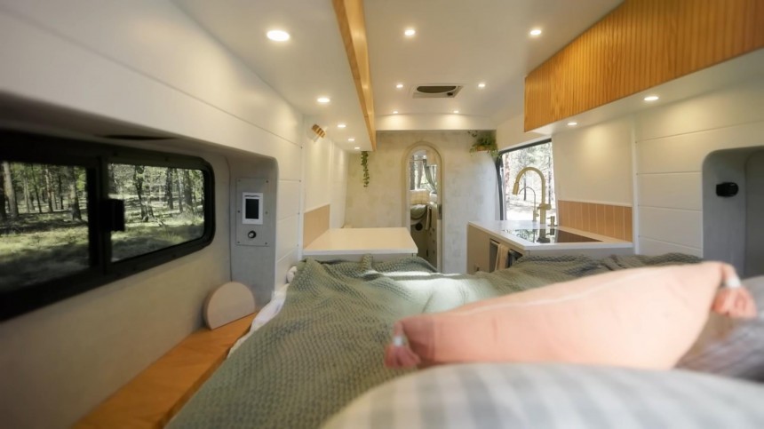 Deluxe Camper Van Conversion Boasts a Cute, Pinterest\-Inspired Interior With a Dog Bedroom