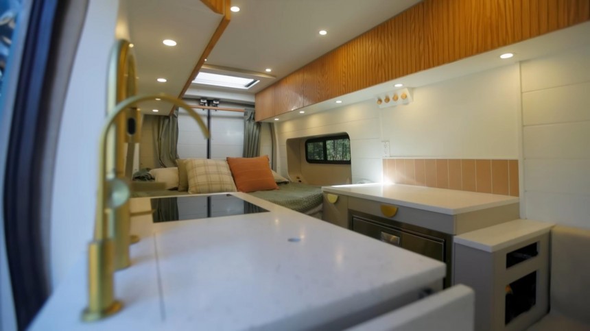 Deluxe Camper Van Conversion Boasts a Cute, Pinterest\-Inspired Interior With a Dog Bedroom