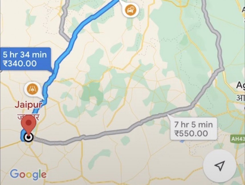 Toll price information on Google Maps