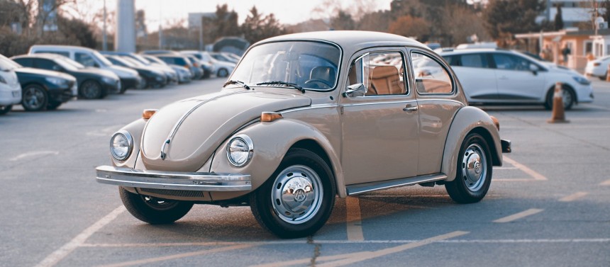 Volkswagen Beetle in parking lot