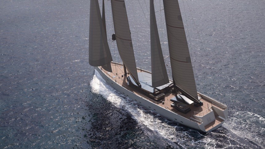 Sail 55 concept is a sail\-assisted electric\-hybrid superyacht with a gorgeous design and off\-grid capabilities
