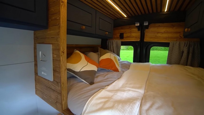 This Stealthy, Off\-Grid Camper Van Boasts a Fancy Interior With a Hidden Shower