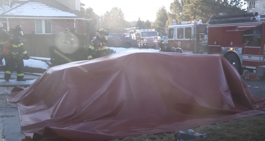 Firefighters used an innovative blanket to prevent the battery from reigniting
