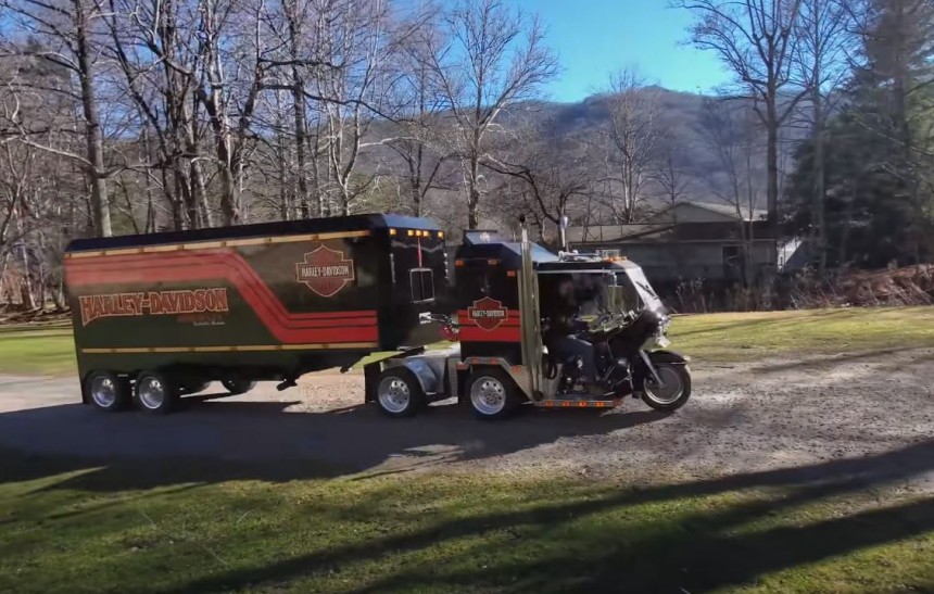 The KennyBilt or the Harley\-Davidson 9\-Wheel Camper is the most recognizable custom Harley