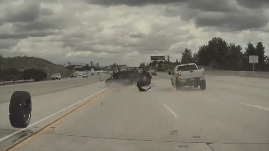 A loose wheel made a Kia Soul ascend in one of the few true accidents to happen lately