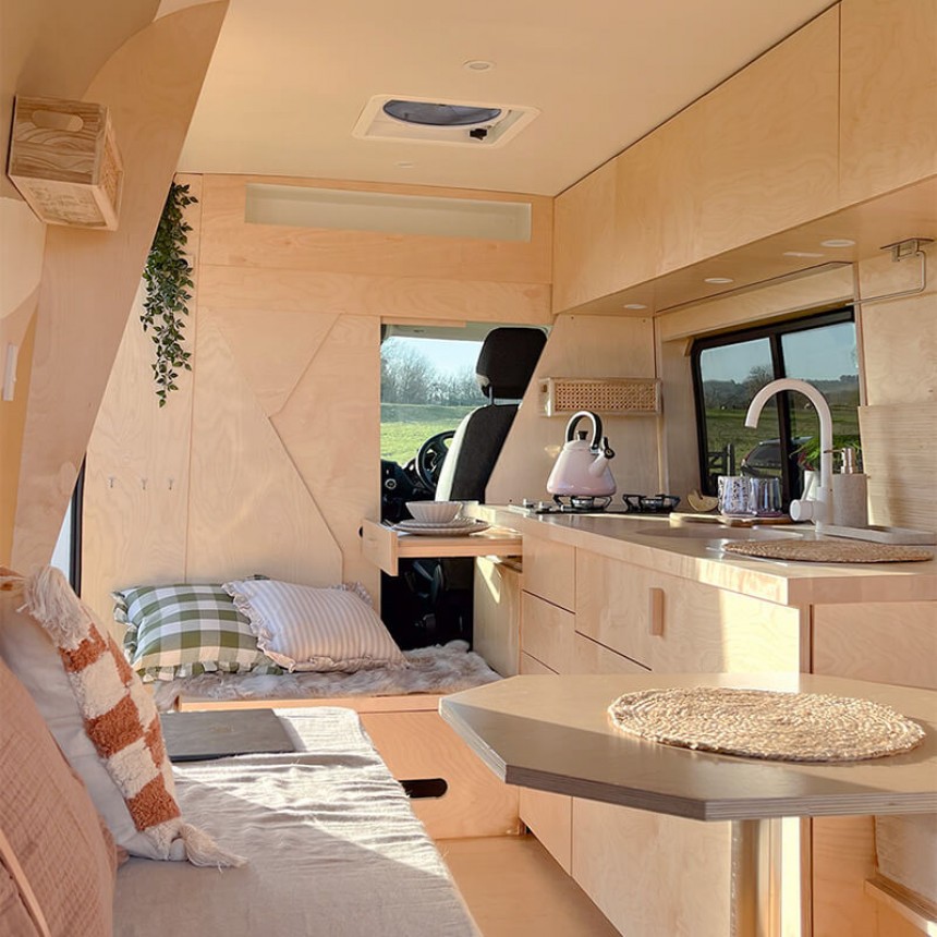 Luella is a delightful hand\-crafted campervan based on a 2019 Peugeot Boxer
