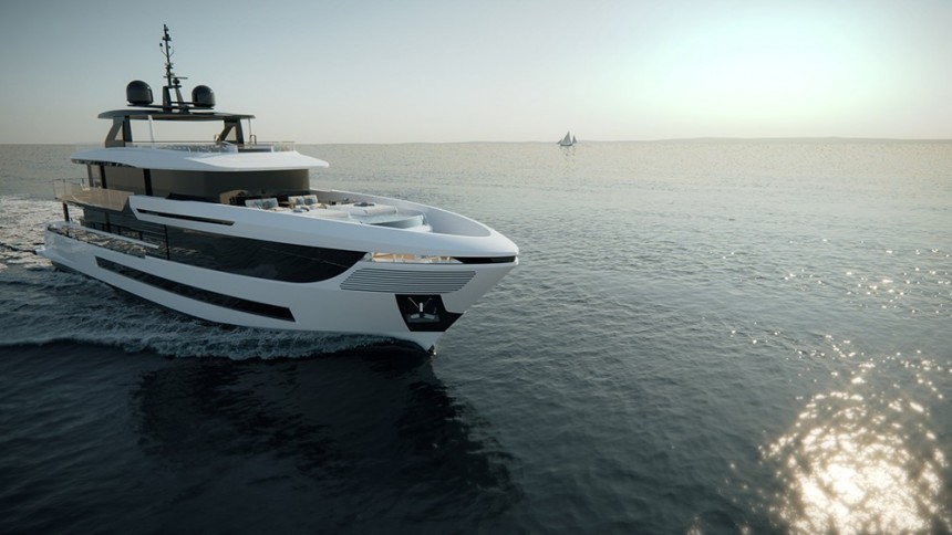 Mangusta Oceano 39 is an ocean\-going glass villa with 2 infinity pools and very elegant interiors