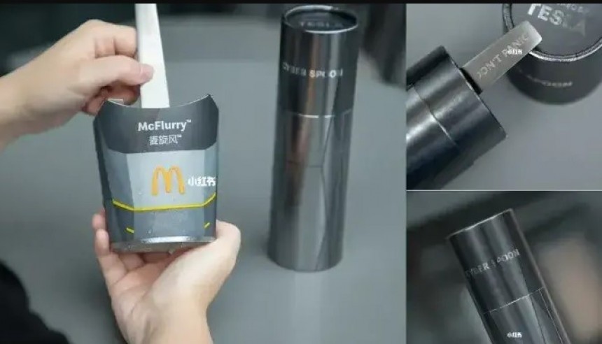 The Cyber Spoon is a real product, the result of a collaboration between McDonald's and Tesla