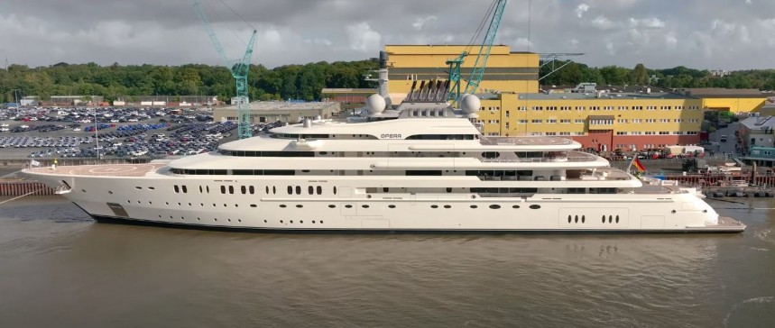 Megayacht Opera, which carries a reported price tag of \$450 million, launches in Bremen, Germany