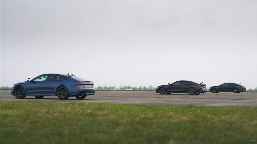 Mercedes\-AMG GT 63 S vs\. BMW M8 Competition Gran Coupe vs\. Audi RS7 performance